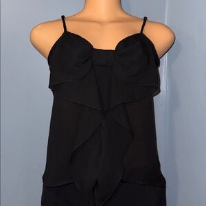 Elegant Rosette Black Bow Tank Top, Size Small